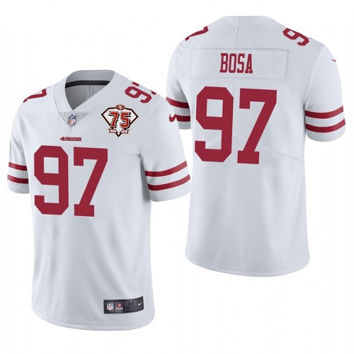 Men's San Francisco 49ers #97 Nick Bosa 2021 White NFL 75th Anniversary Vapor Untouchable Stitched Jersey